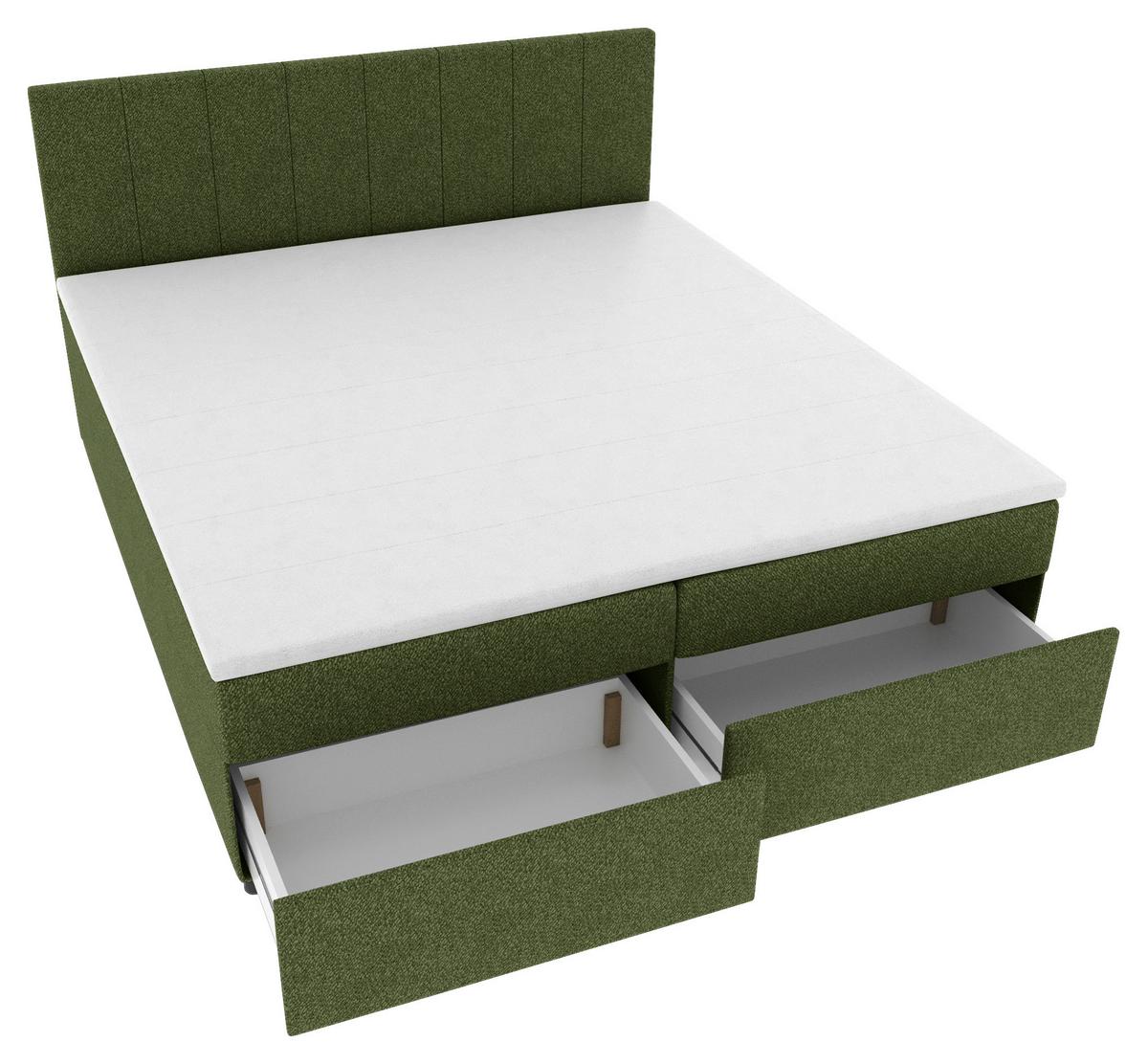 Boxbett Odin Dunkelgrün ca. 180x200cm - Dunkelgrün/Schwarz, KONVENTIONELL, Kunststoff/Textil (180/200cm) - Based