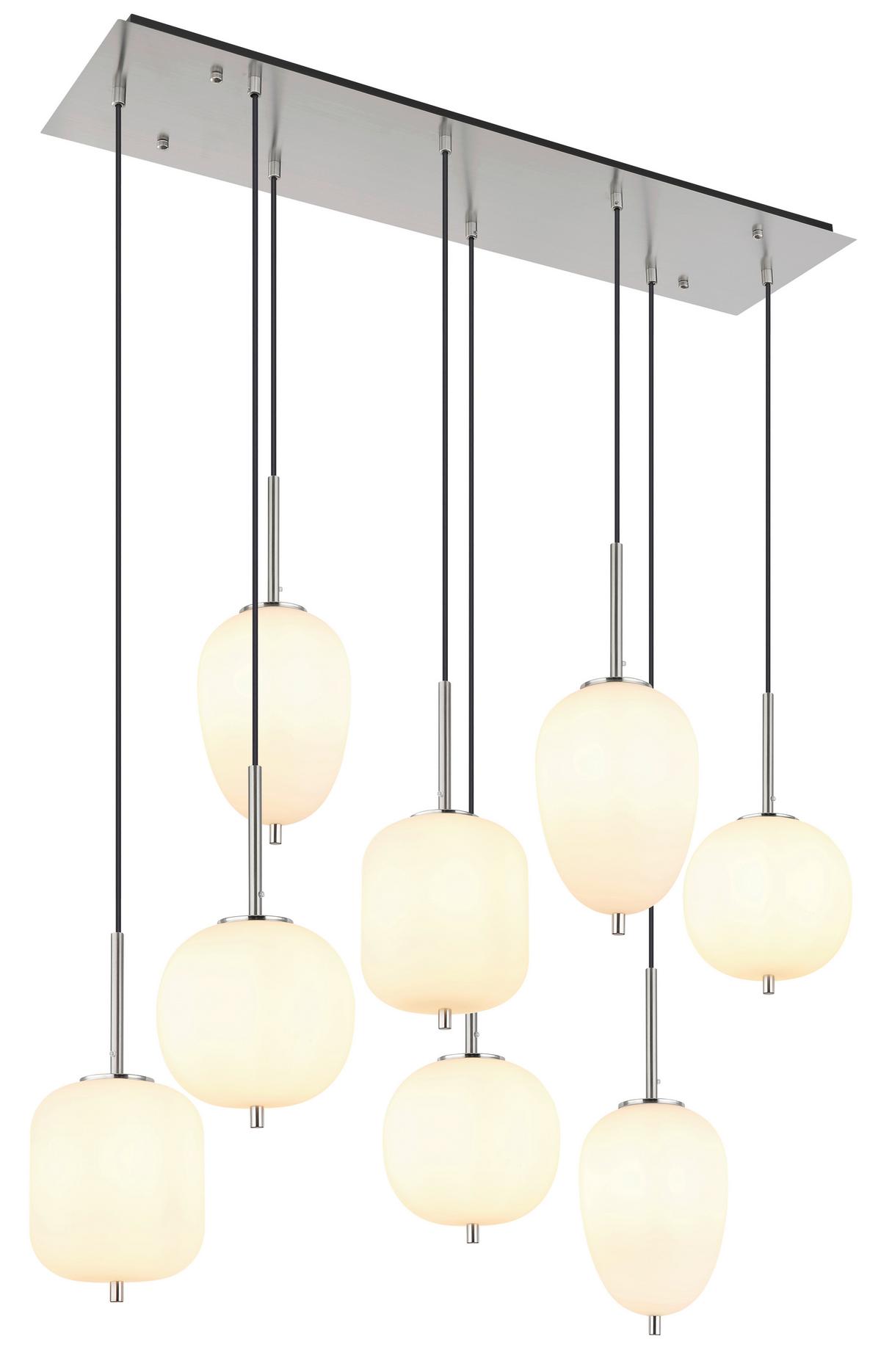 Hängeleuchte Blacky I Opal/Nickelfarben max. 40 Watt - Nickelfarben, Basics, Glas/Metall (102,5/34/120cm) - Globo