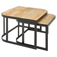 Set Klubskih Mizic Wohnling - svetlo rjava/črna, Moderno, kovina/les (60/60/40cm) - MID.YOU