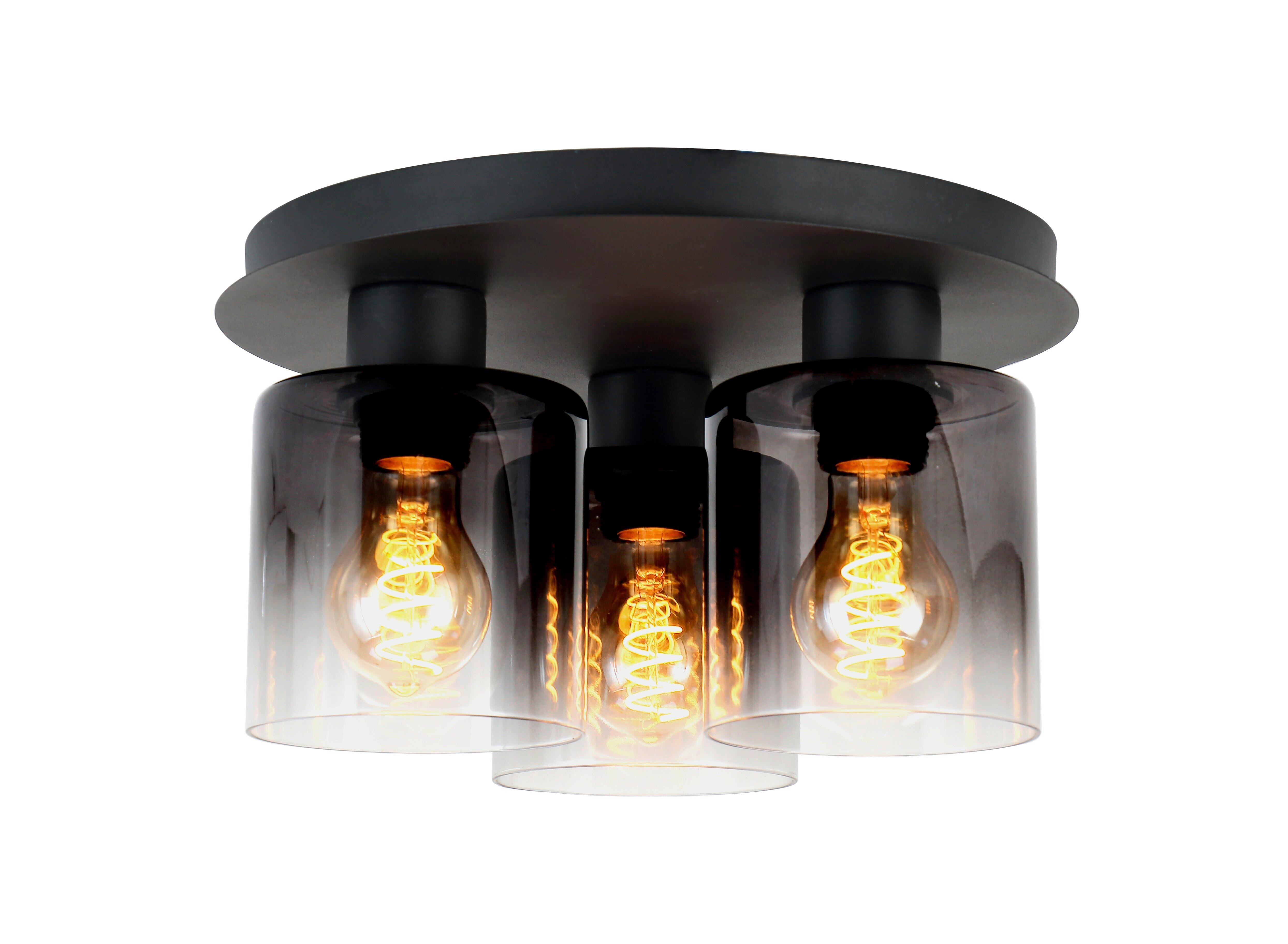 Deckenleuchte Estelle in Schwarz max. 25 Watt - Schwarz, MODERN, Glas/Metall (32/18cm) - Mömax