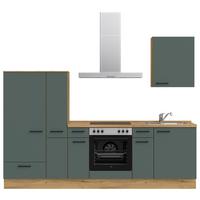 Küchenblock Easytouch m. Geräten Dunkelgrün - Dunkelgrün/Eichefarben, MODERN, Holzwerkstoff/Metall (270cm) - Nobilia