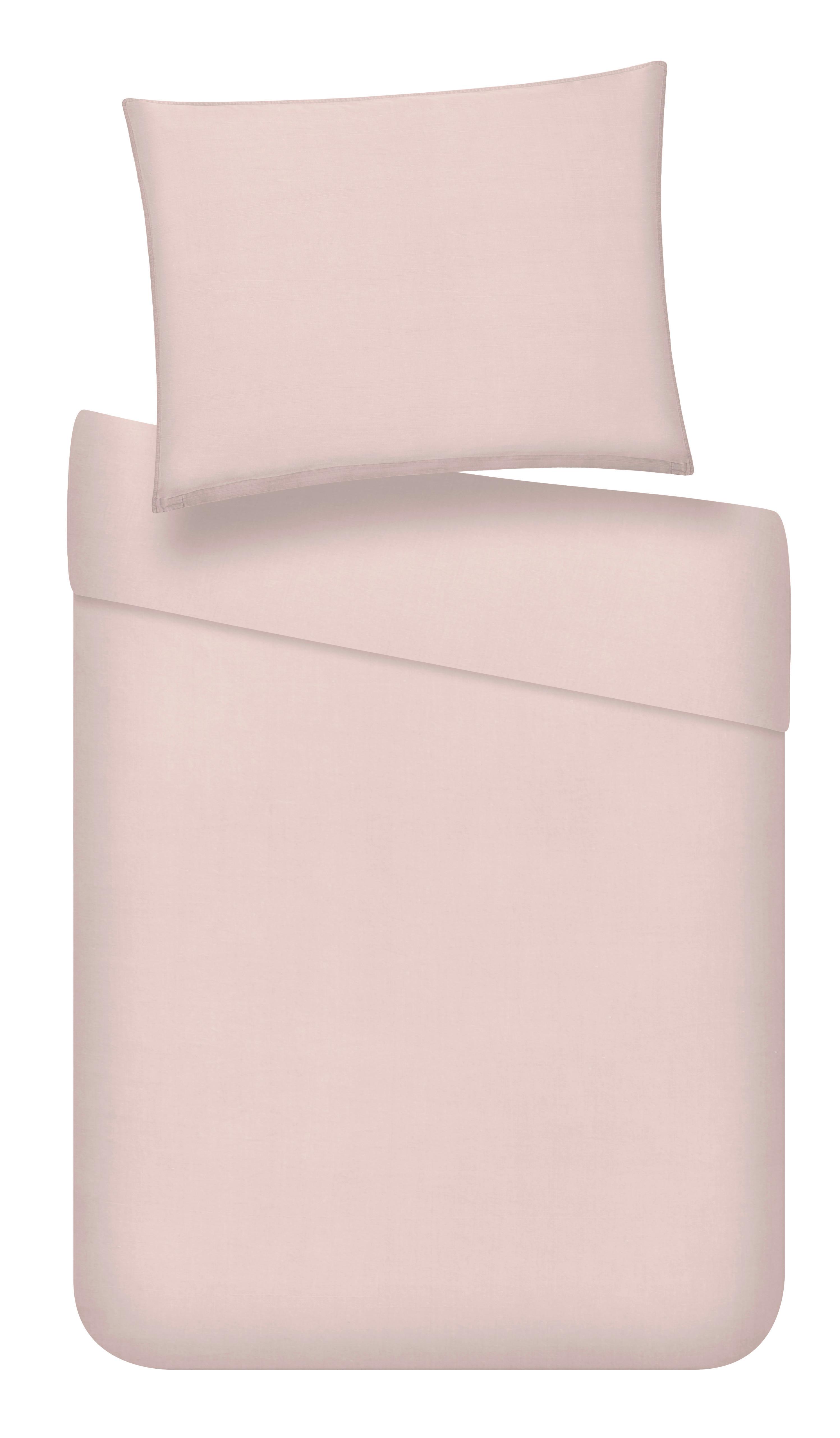Bettwäsche Stone Washed Ca. 160x210cm - Rosa, Romantik / Landhaus, Textil (160/210cm) - Modern Living