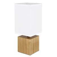 Stolna Svjetiljka Valentino - bijela/prirodne boje, Basics, tekstil/drvo (12/12/30cm) - Globo