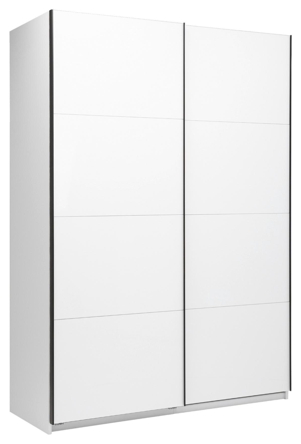 Schwebetürenschrank Family Weiß - Weiß Hochglanz/Schwarz, MODERN, Holzwerkstoff/Metall (150/212/62cm) - Mömax
