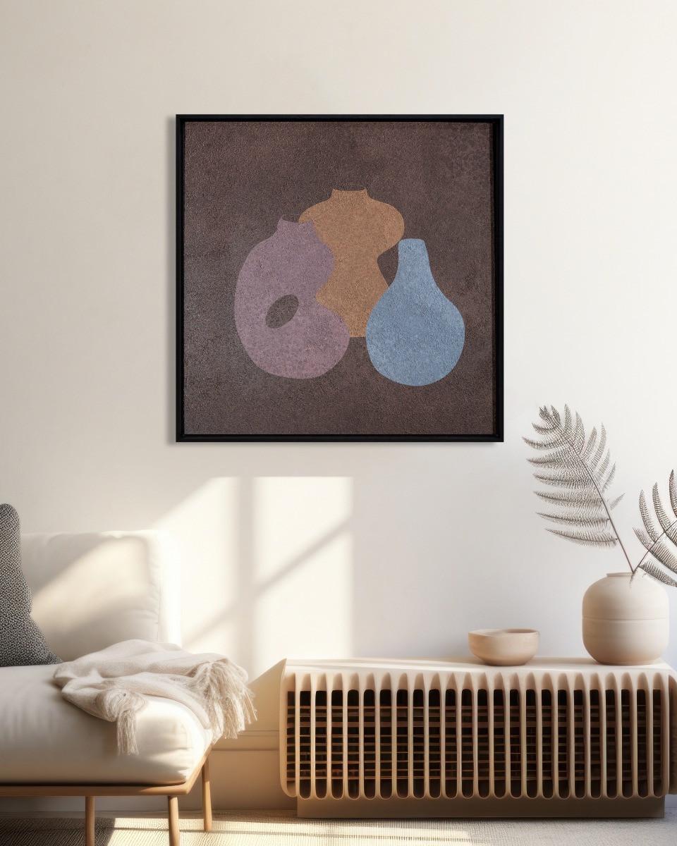 BILD BHM-ORIGINAL-025-100X100 - Blau/Beige, Basics, Holz/Metall (100/100/10cm)
