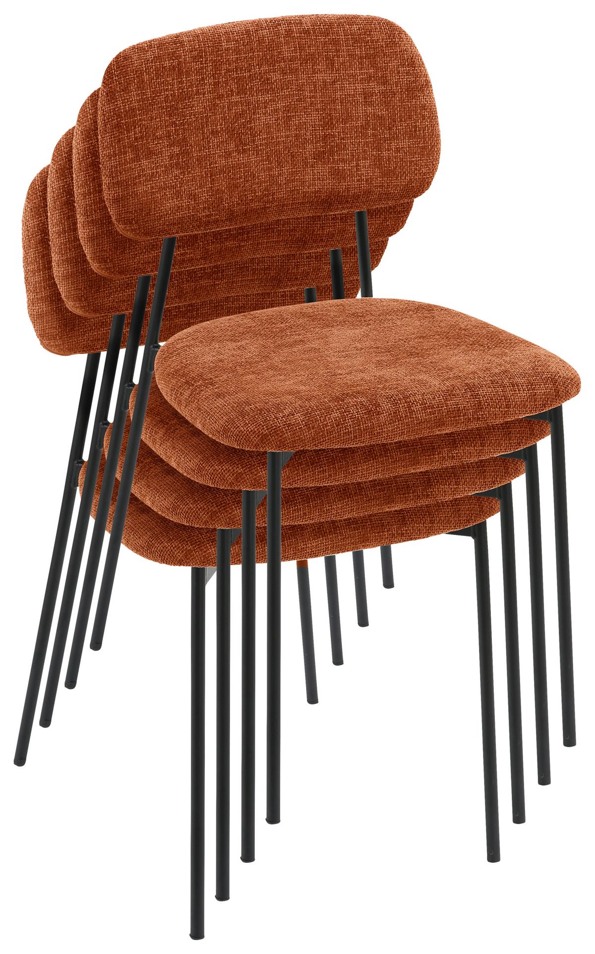 Stuhl Lara Braun, stapelbar - Rostfarben/Schwarz, MODERN, Textil/Metall (44/78,5/49cm) - Mömax