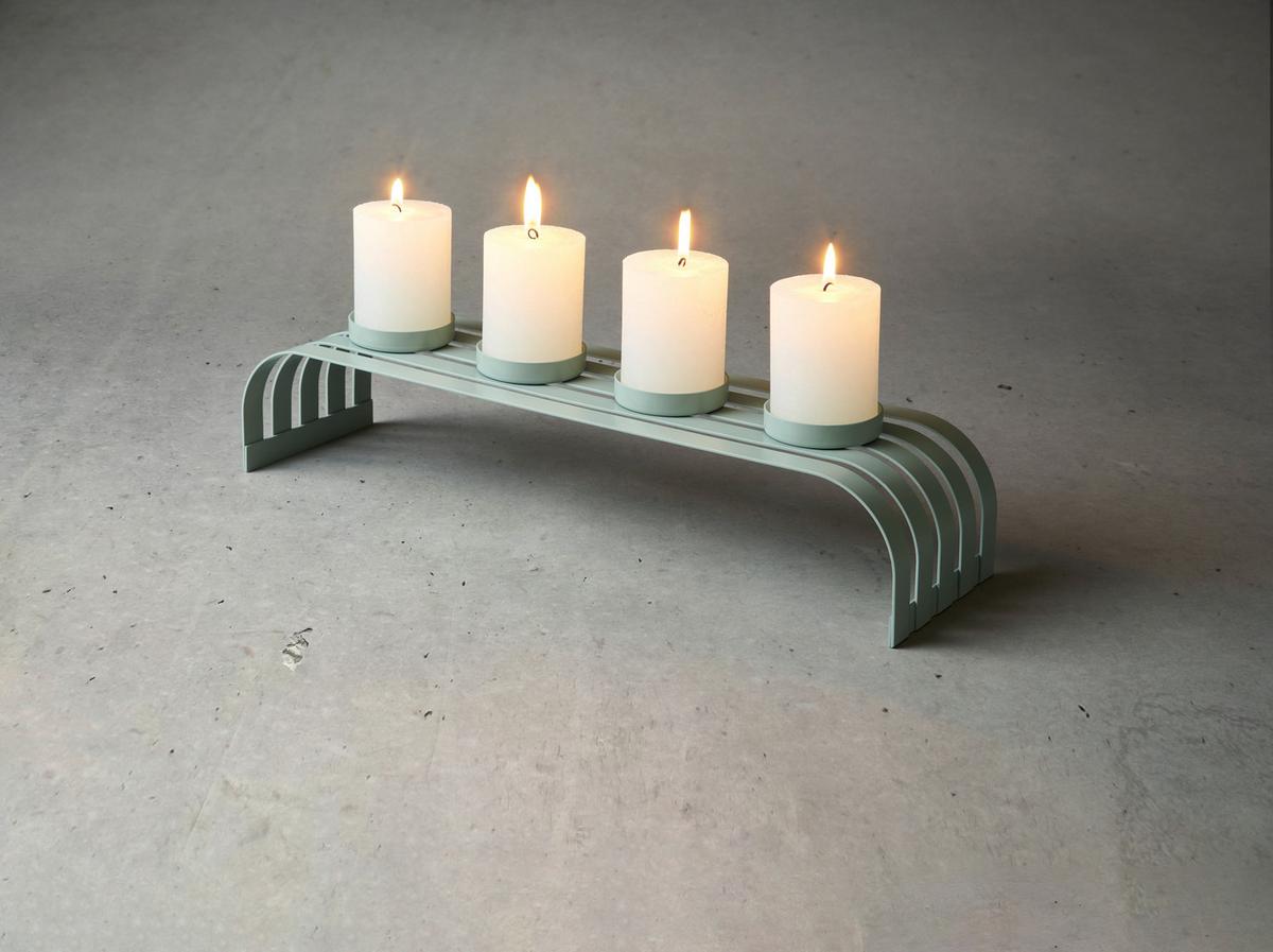 Kerzenhalter Delia in Salbeigrün - Salbeigrün, Metall (55,5/15cm) - Visiona