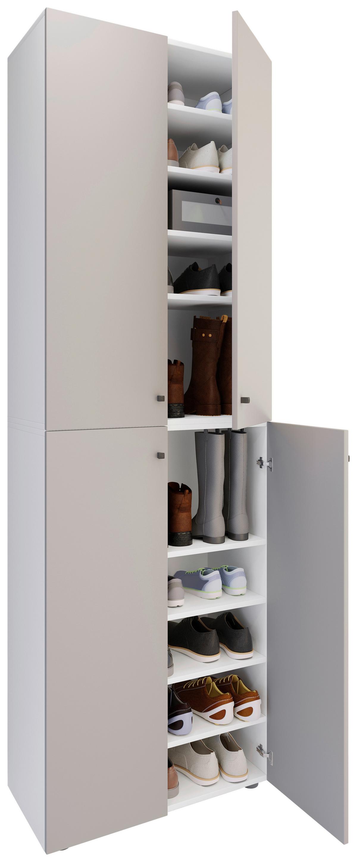 Schuhschrank LONA Grau/Weiß ca. 70x220x40 cm - Silberfarben/Schwarz, Design, Holzwerkstoff/Kunststoff (70/220/40cm) - MID.YOU