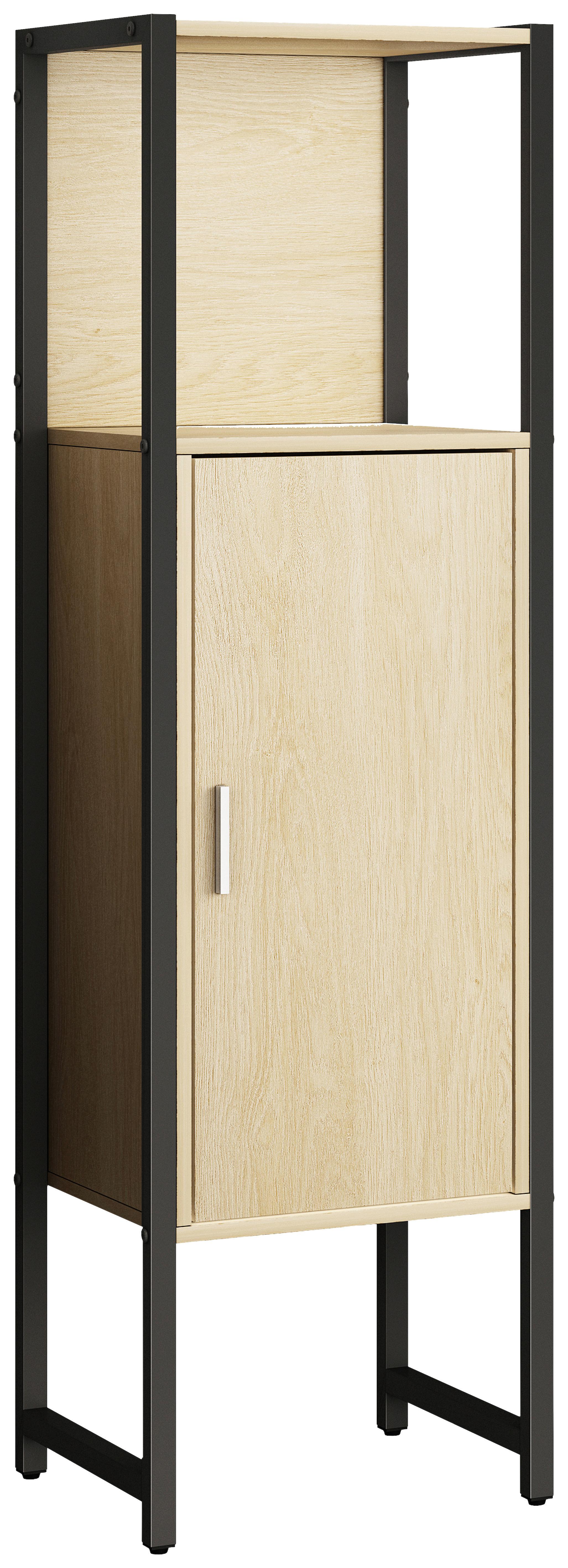 Midischrank Edino ca. 33x114 cm Eiche/Schwarz - Honigeiche/Schwarz, MODERN, Holzwerkstoff/Metall (33/114/30cm) - MID.YOU