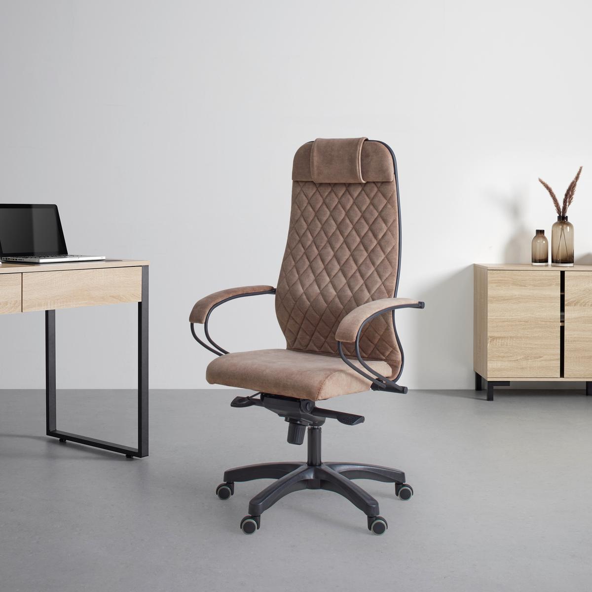 Chefsessel Zora II Comfort in Beige - Beige/Messingfarben, Modern, Textil/Metall (68/124-134/71cm) - Premium Living