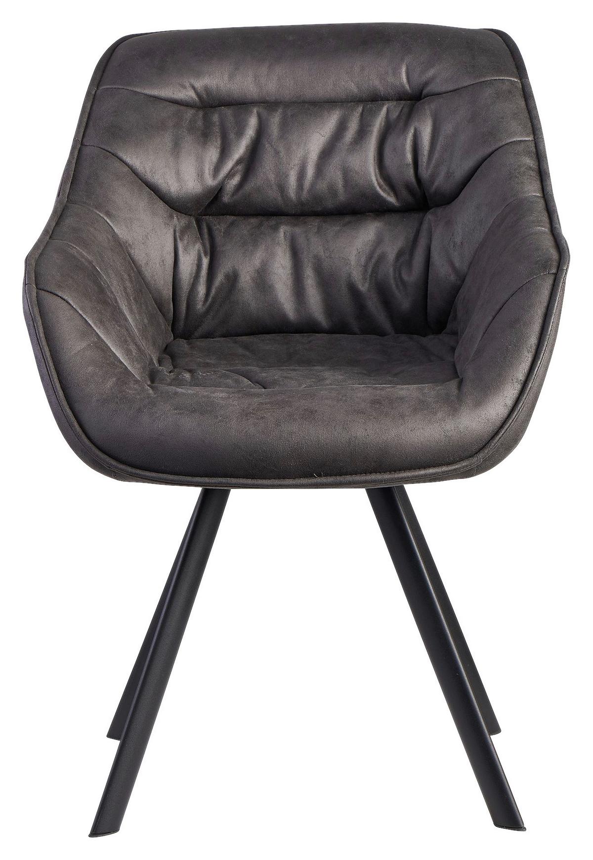 ARMLEHNSTUHL WOHNLING - Schwarz/Grau, Modern, Textil/Metall (60/85/64cm) - MID.YOU
