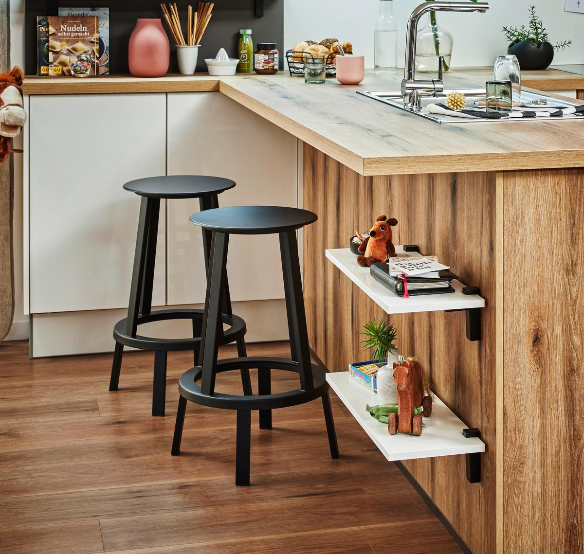 Einbauküche PN100/220 in Eichefarben/Weiß - Eichefarben/Weiß Hochglanz, MODERN, Holzwerkstoff - Pino