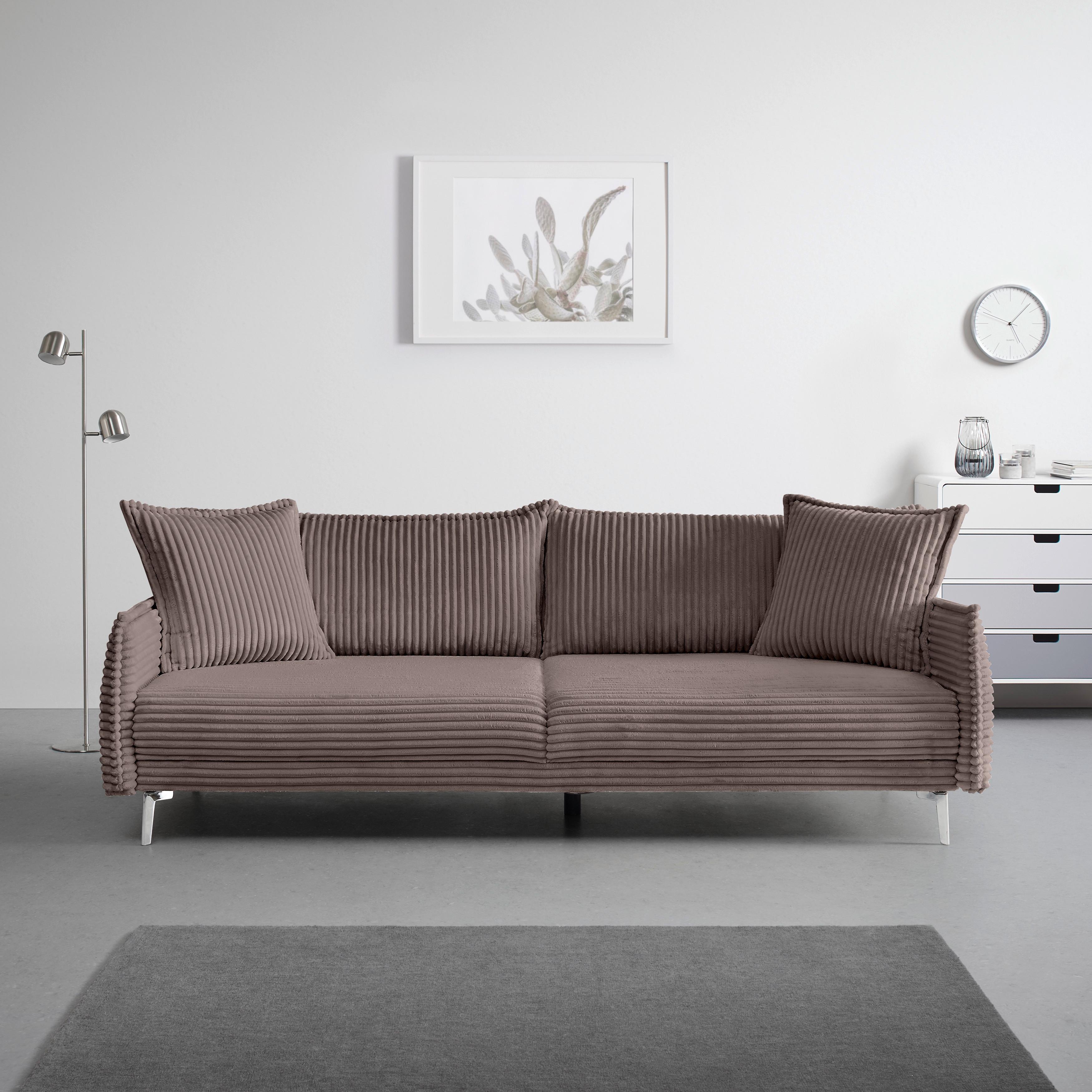 Mega Sofa Kiss - tamno smeđa/boje kroma, Moderno, drvo/metal (241/90/117cm) - Mömax