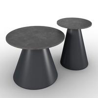 Couchtisch Mila 2er Set Dunkelgrau/Schwarz - Dunkelgrau/Schwarz, MODERN, Stein/Metall - Bessagi Home