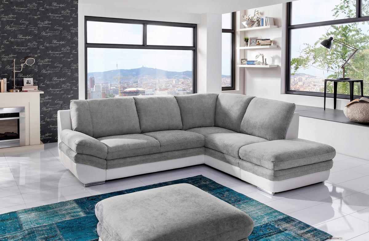 Wohnlandschaft "Nardo" , dunkelgrau - Chromfarben/Dunkelgrau, MODERN, Textil/Metall (264/221cm) - MID.YOU