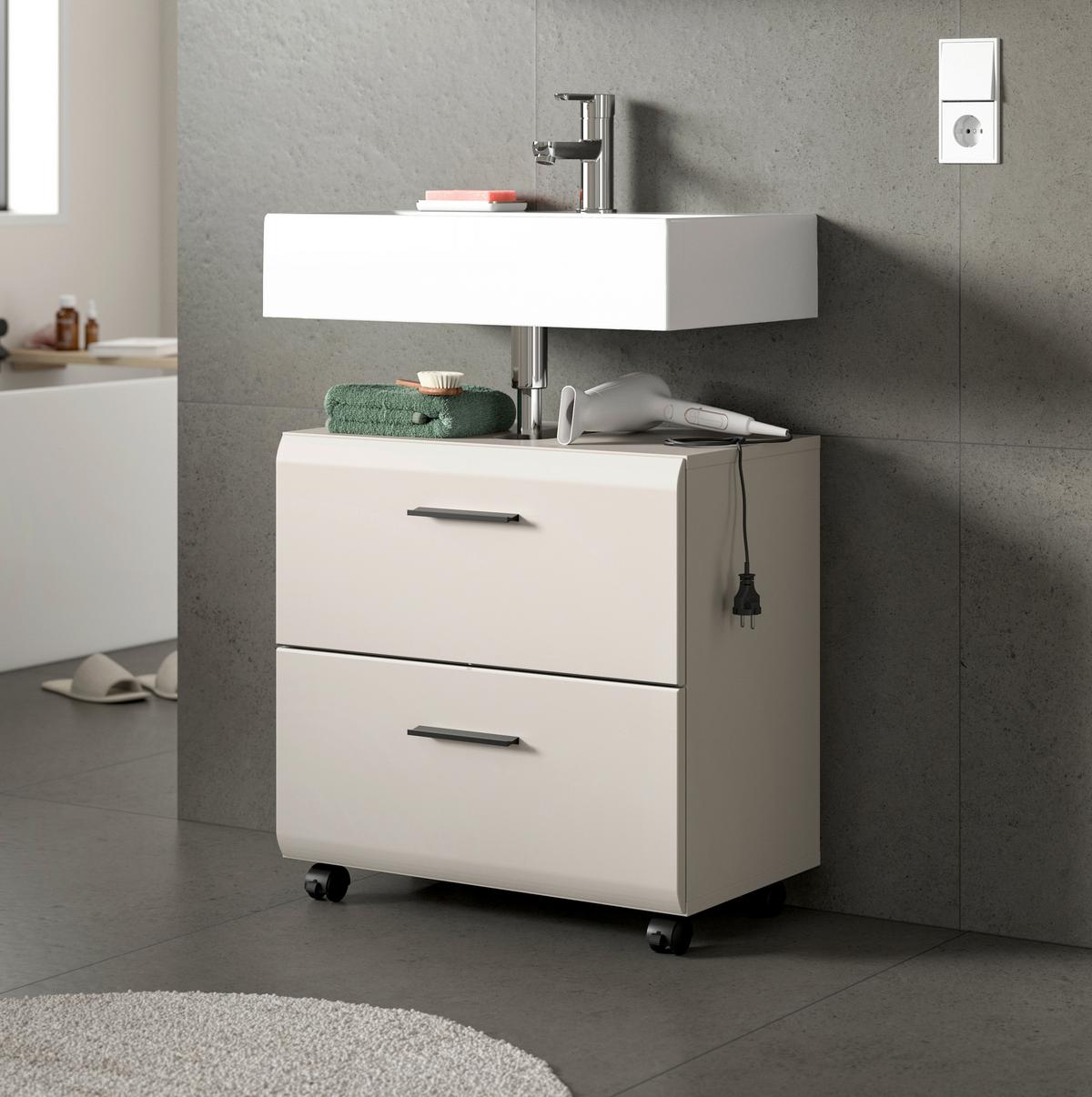 Waschbeckenunterschrank Ice Kaschmir - Kaschmir/Schwarz, Trend, Holzwerkstoff/Kunststoff (60/58/30cm) - MID.YOU