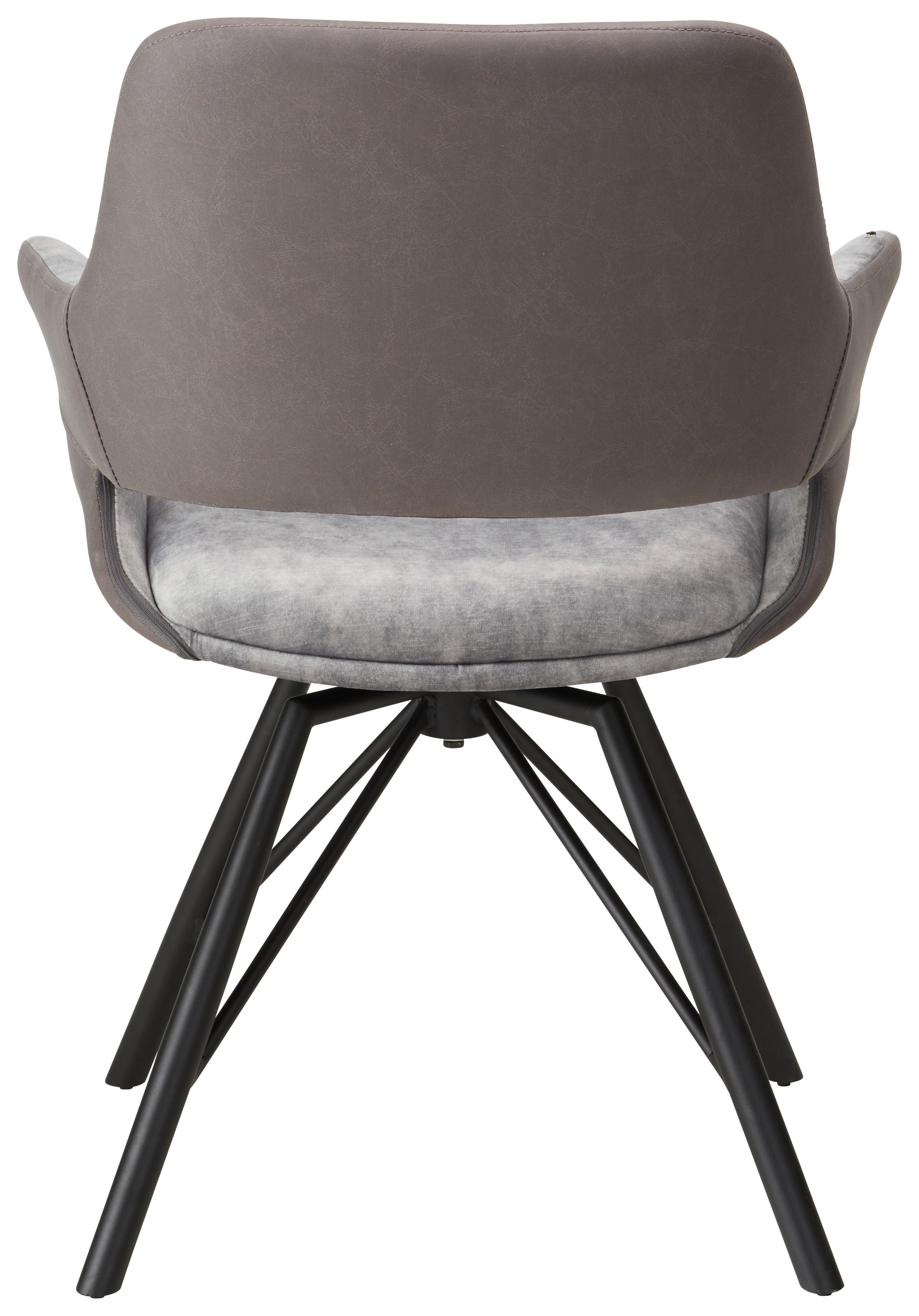 STOL MED ARMSTÖD ADRIANA - grå/svart, Modern, metall/trä (61/85/62,5cm) - Premium Living
