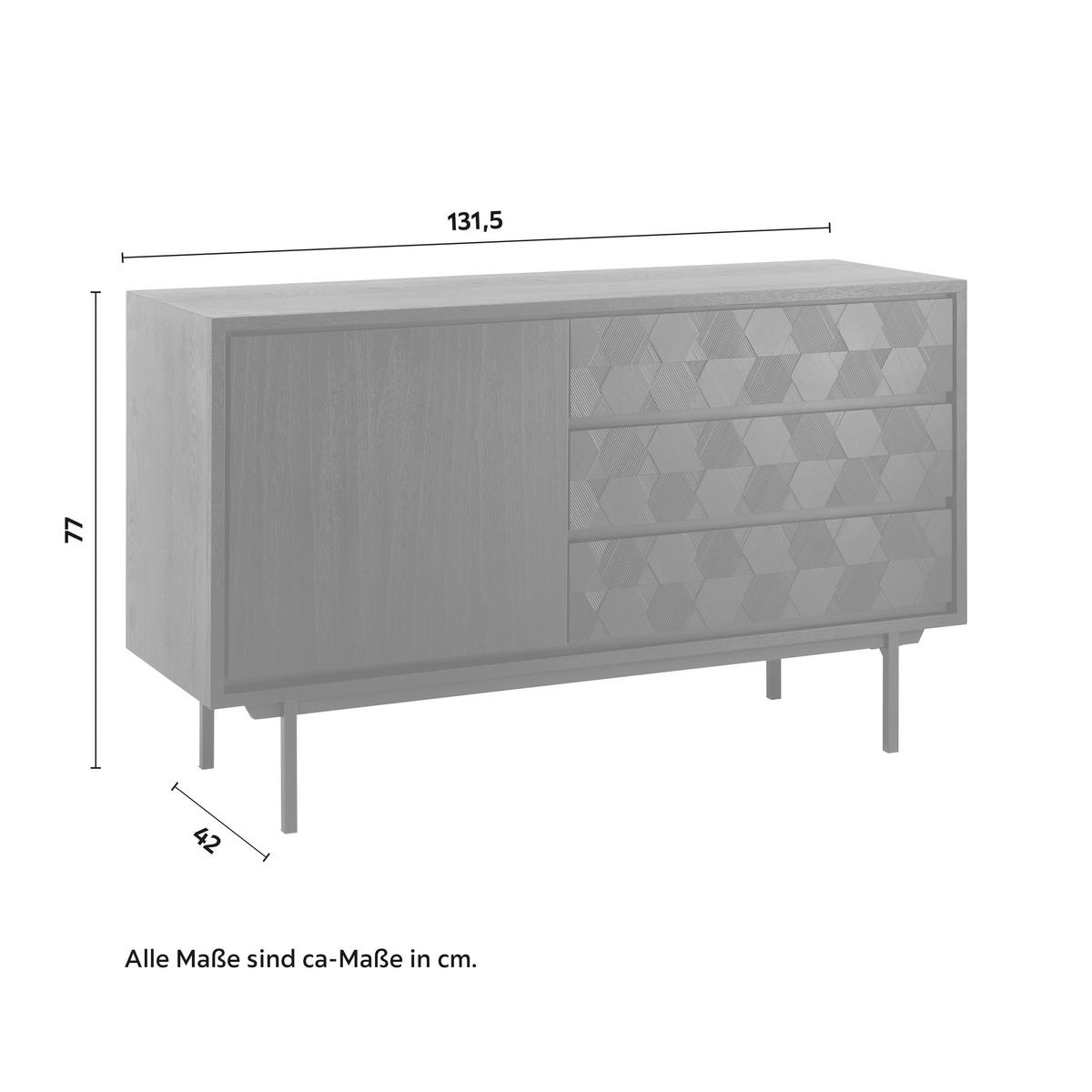 Sideboard "Roma" schwarz - Schwarz, Modern, Holz/Metall (131,5/77/42cm) - Bessagi Home