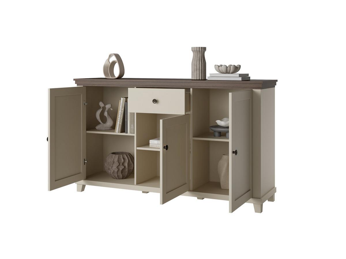 Komód Evora - kasmírszínű/tölgyfa színű, Design, faalapú anyag (160/93/42cm)