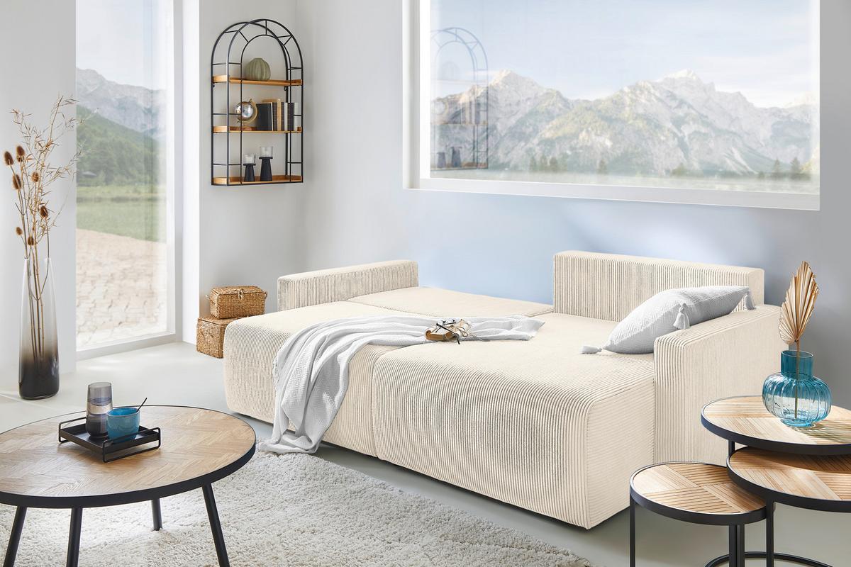Ecksofa Dios Beige - Beige/Schwarz, MODERN, Holz/Kunststoff (228/91/146cm) - Based