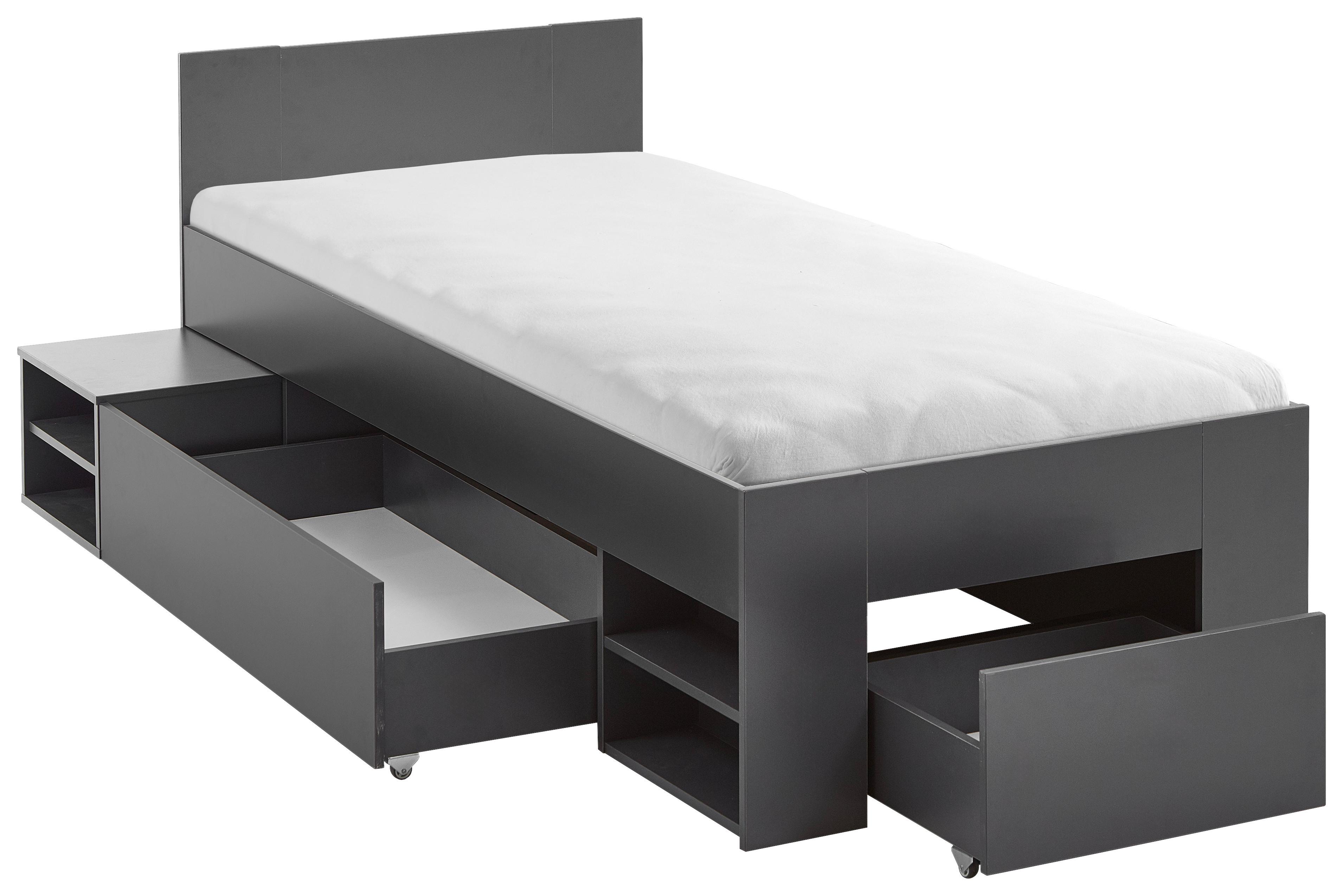 Bett Azurro 2-90 Anthrazit - Anthrazit, Modern, Holzwerkstoff (90/200cm) - Mömax