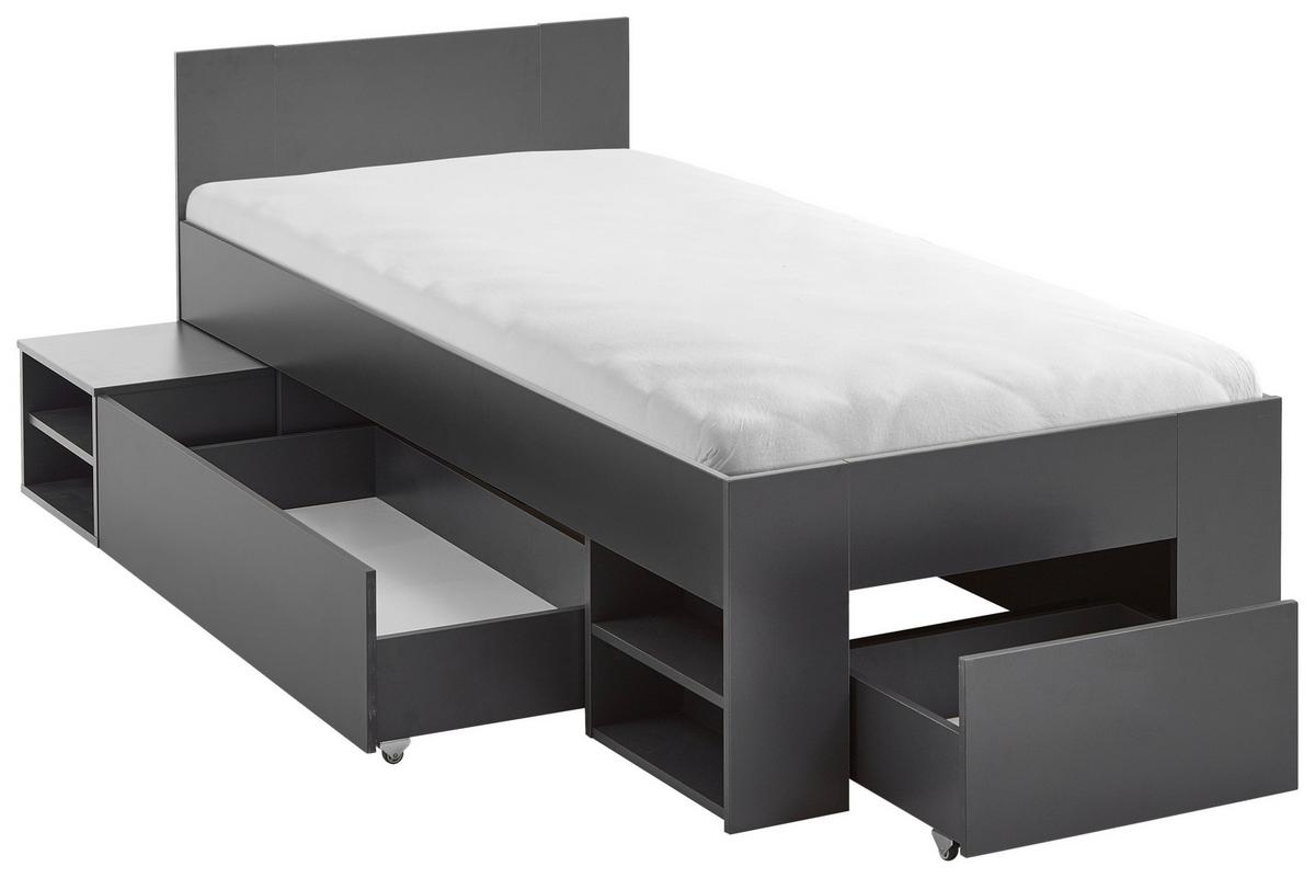 Bett Azurro 2-90 Anthrazit - Anthrazit, MODERN, Holzwerkstoff (90/200cm) - Mömax