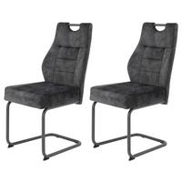 Schwingstuhl-Set Anthrazit - Anthrazit/Grau, MODERN, Textil/Metall (47/99/61cm) - MID.YOU