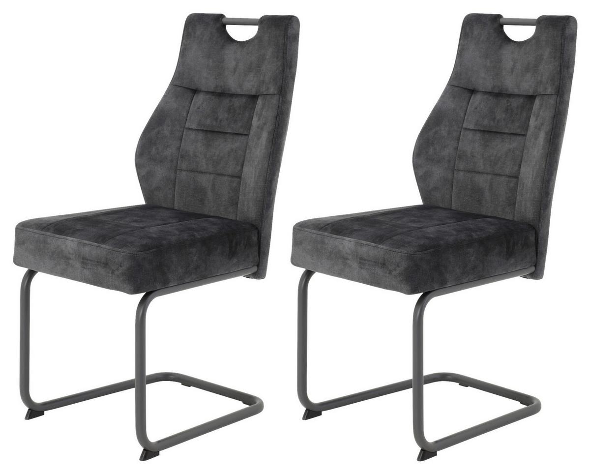 Schwingstuhl-Set Anthrazit - Anthrazit/Grau, MODERN, Textil/Metall (47/99/61cm) - MID.YOU