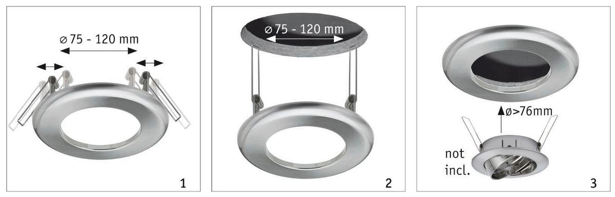 Einbaurahmen Downlight Adapter in Weiß Ø ca. 13cm - Weiß, Basics, Metall (13cm) - Paulmann