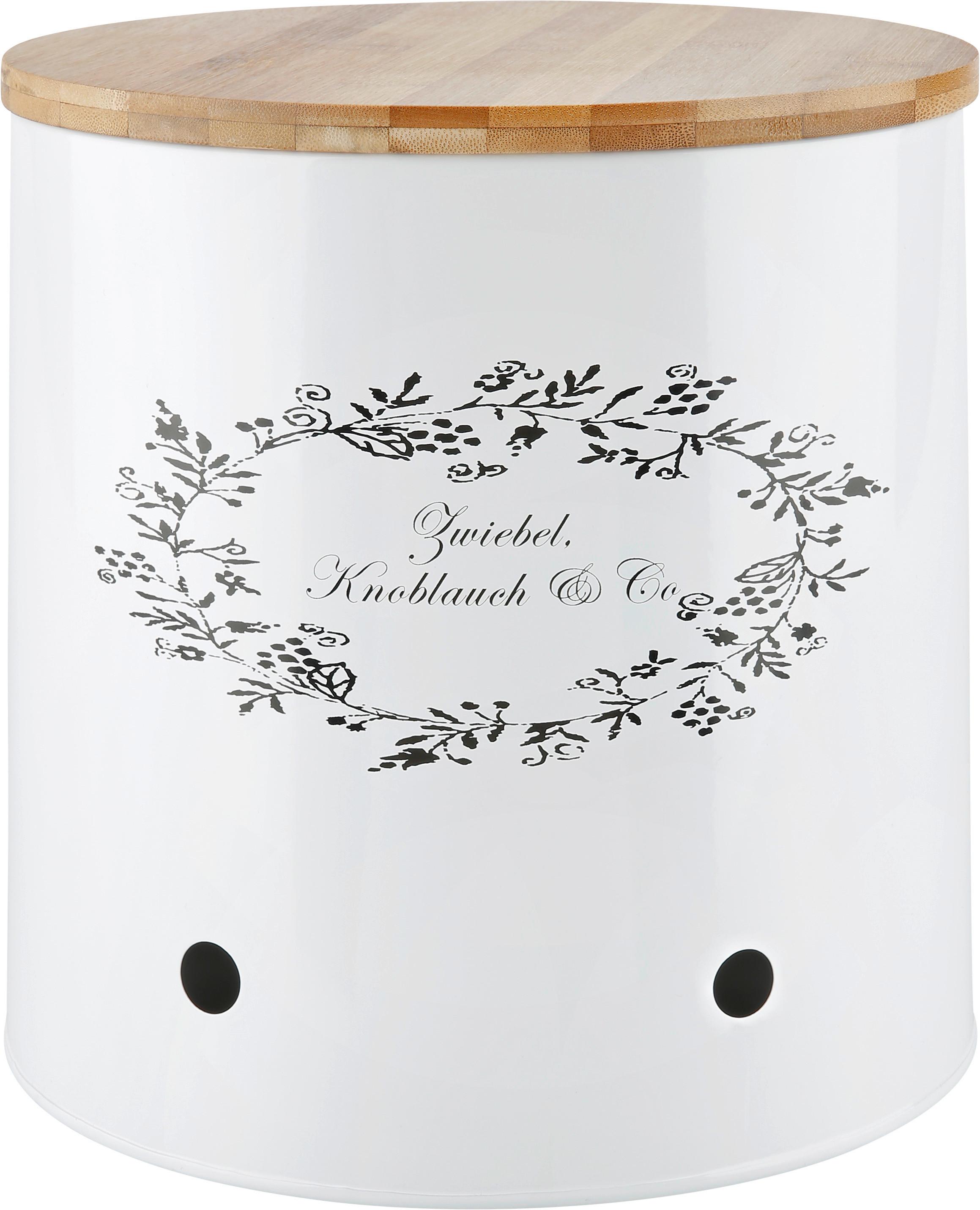 FÖRVARINGSBURK LORE - ZWIEBEL & CO - vit/naturfärgad, Romantik / Lanthus, metall/trä (22/22cm) - Zandiara