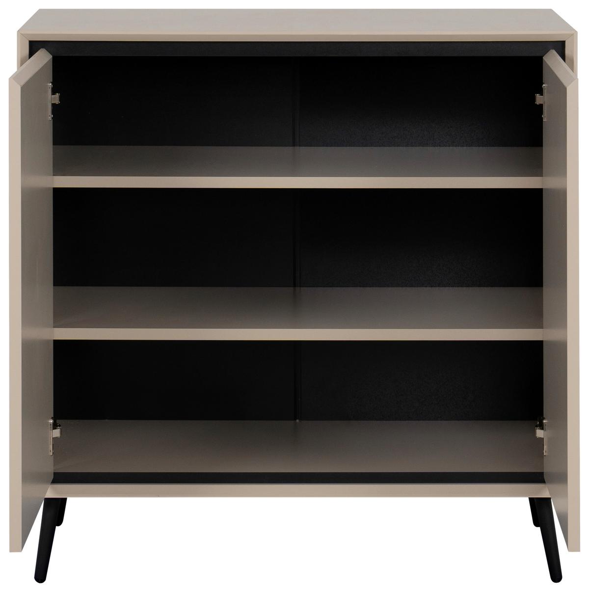 KOMODA ARONA - czarny/kolor piaskowy, Modern, materiał drewnopochodny/tworzywo sztuczne (90/90/38cm) - Livetastic