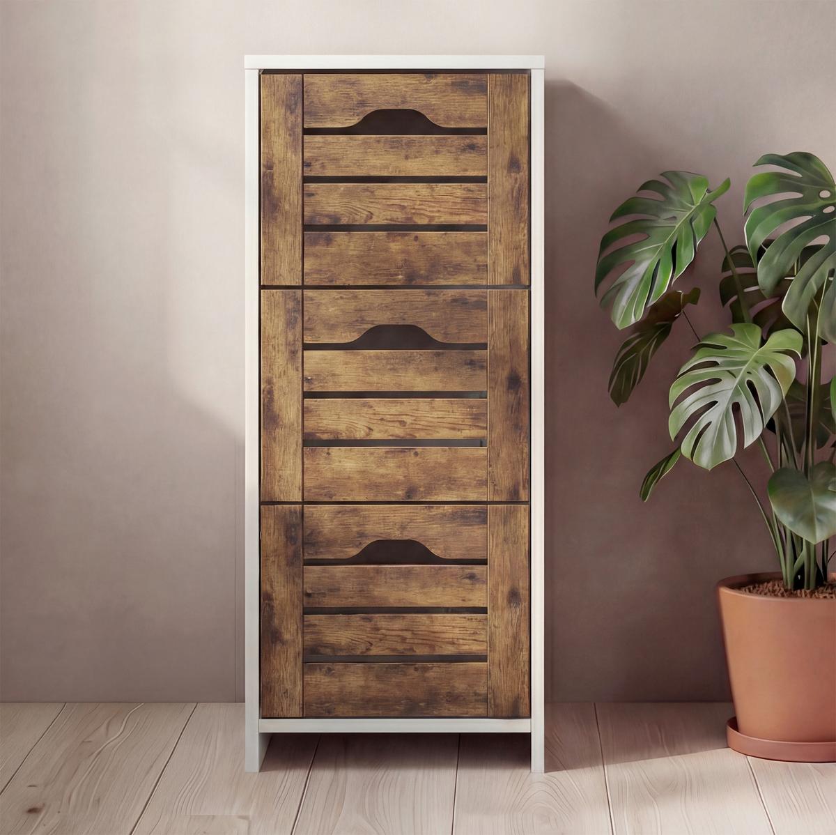 Midischrank Flonali - Weiss/Eichefarben, Trend, Holzwerkstoff (38/76/28cm) - MID.YOU