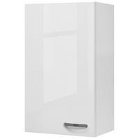 Küchenoberschrank ''Alba'', Weiß - Edelstahlfarben/Weiß Hochglanz, MODERN, Holzwerkstoff/Metall (50/89/32cm) - FlexWell