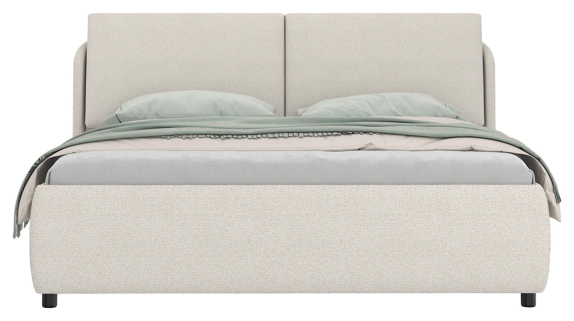 Polsterbett Livorno Creme ca. 160x200cm - Creme/Schwarz, KONVENTIONELL, Textil/Metall (160/200cm) - Mömax