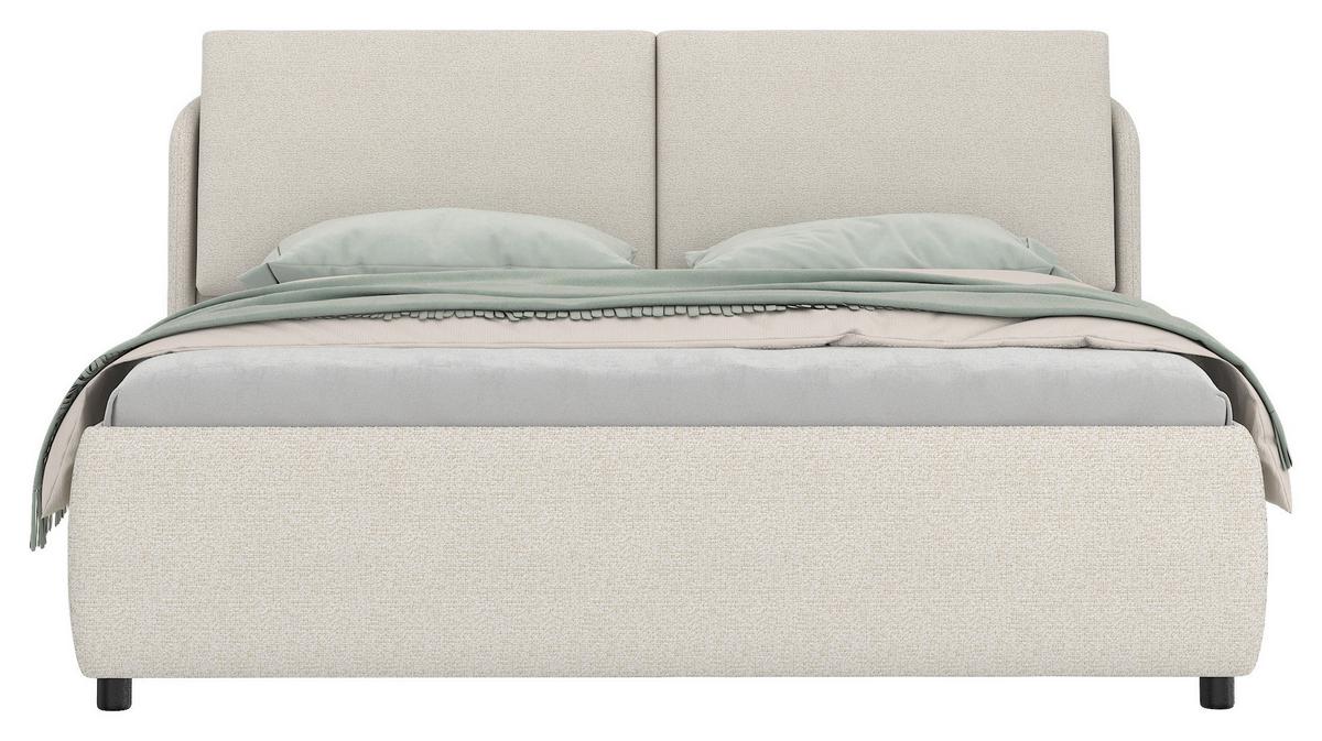 Polsterbett Livorno Creme ca. 160x200cm - Creme/Schwarz, KONVENTIONELL, Textil/Metall (160/200cm) - Mömax
