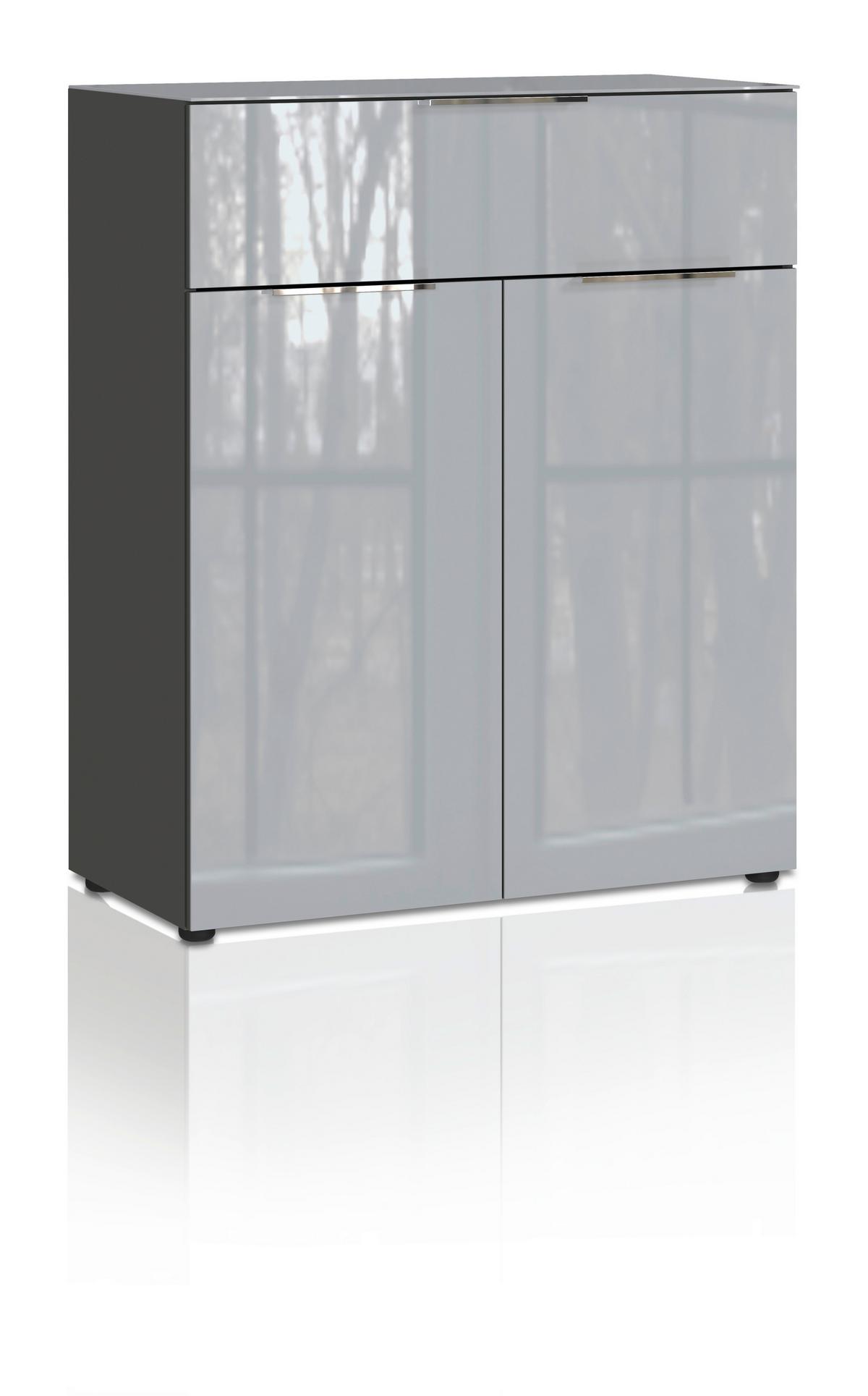 Kommode Oakland in Grau/Graphitfarben - Chromfarben/Graphitfarben, Modern, Glas/Holzwerkstoff (83/102/42cm) - Premium Living