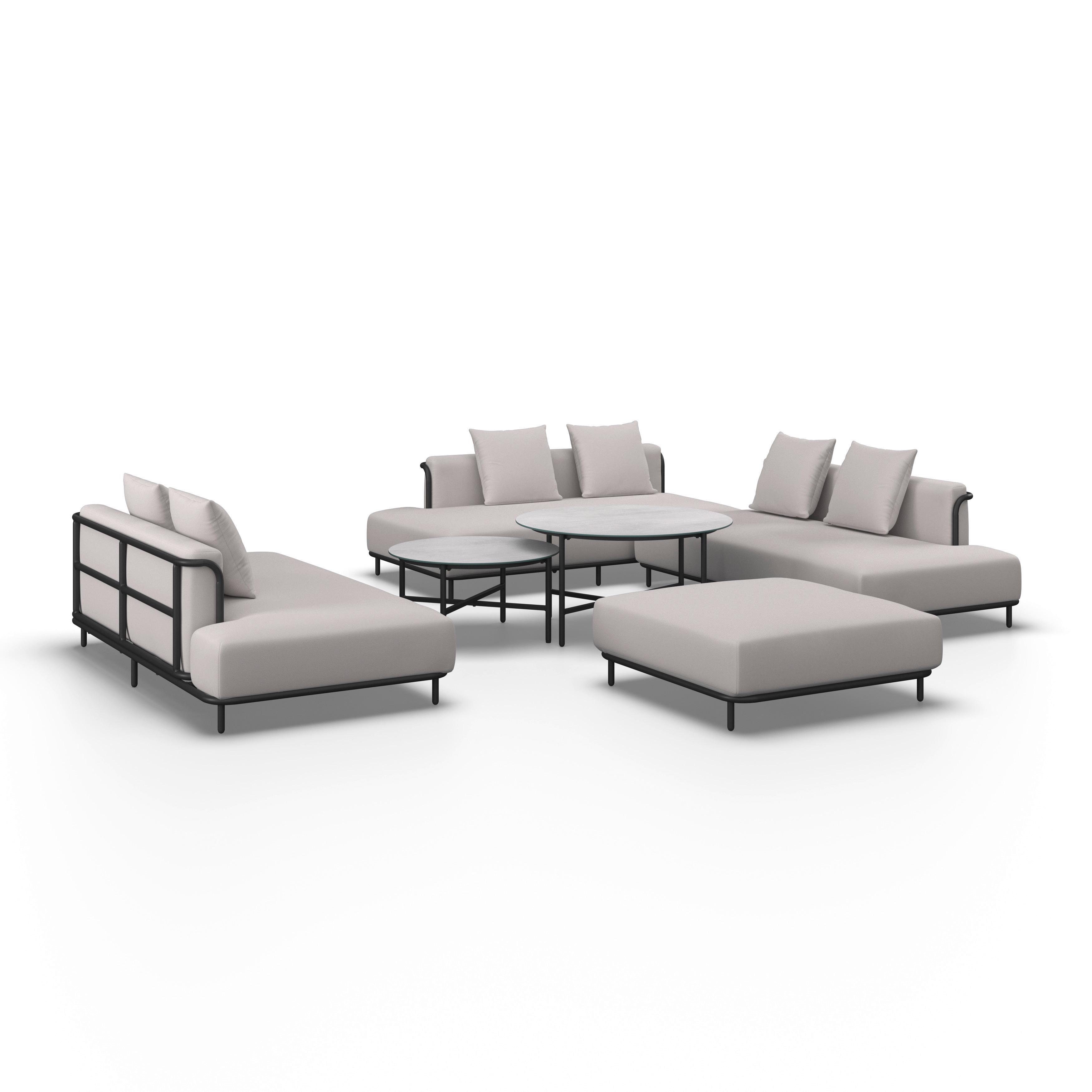 KOMPLET MEBLI TARASOWYCH BERRY - jasnoszary/czarny, Modern, metal/tkanina (167/59/89cm) - Bessagi Garden