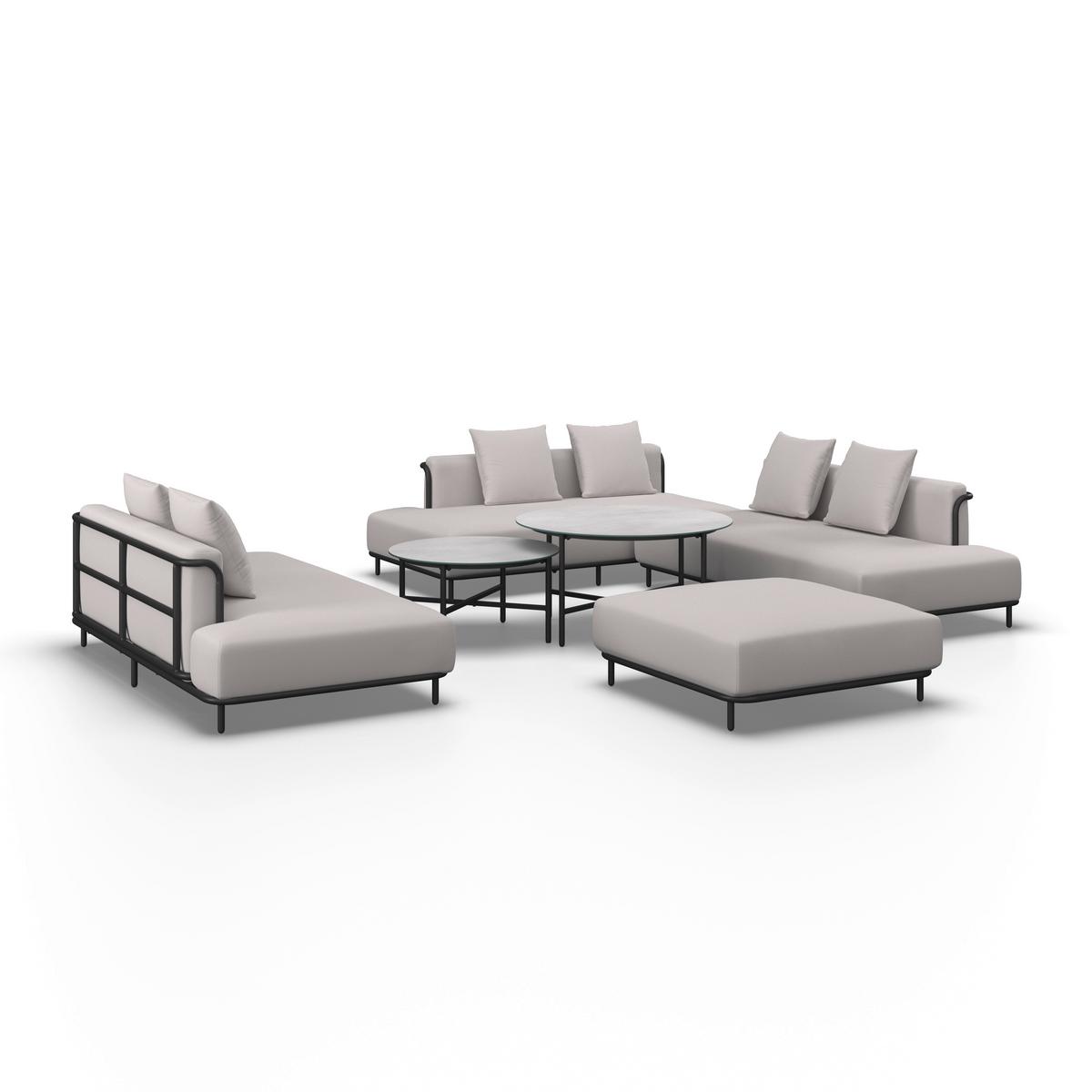 KOMPLET MEBLI TARASOWYCH BERRY - jasnoszary/czarny, Modern, metal/tkanina (167/59/89cm) - Bessagi Garden