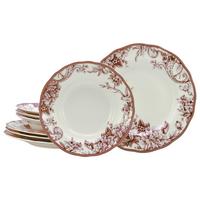 Serviciu de masă Adelaide 8/1 - alb/bordo, Basics, ceramică - Creatable