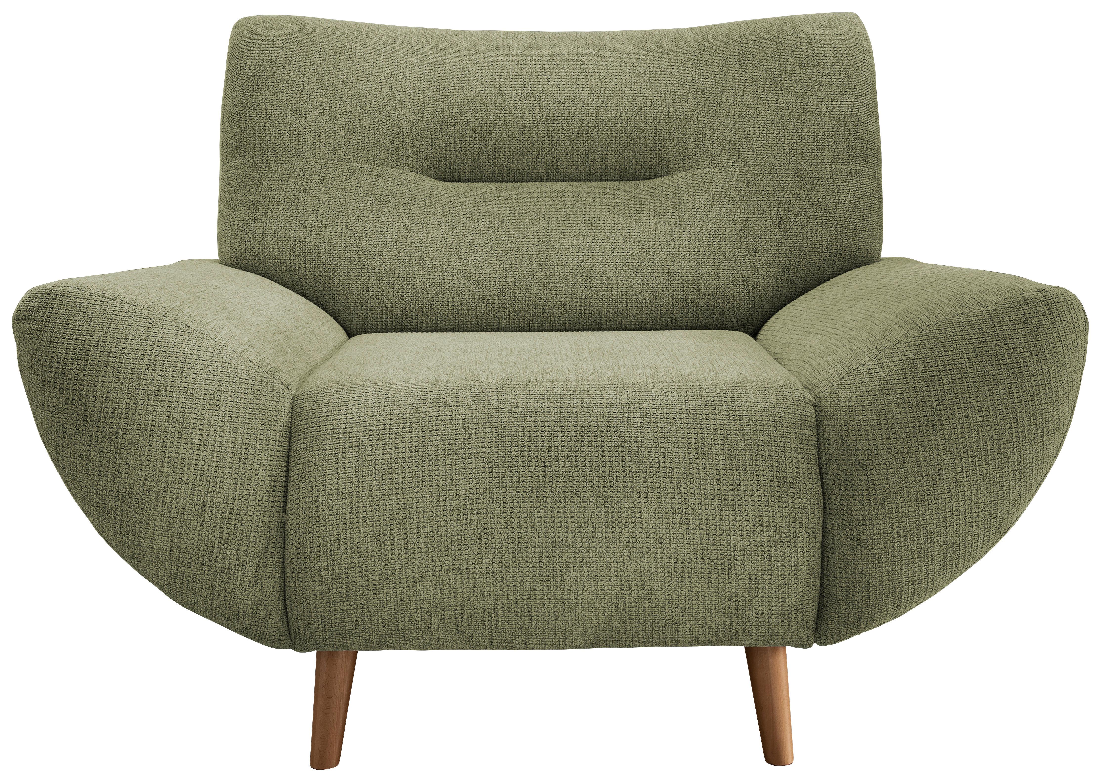 Sessel Drago Grün Chenille - Wildeiche/Grün, MODERN, Holz/Textil (111/81/90cm) - P & B