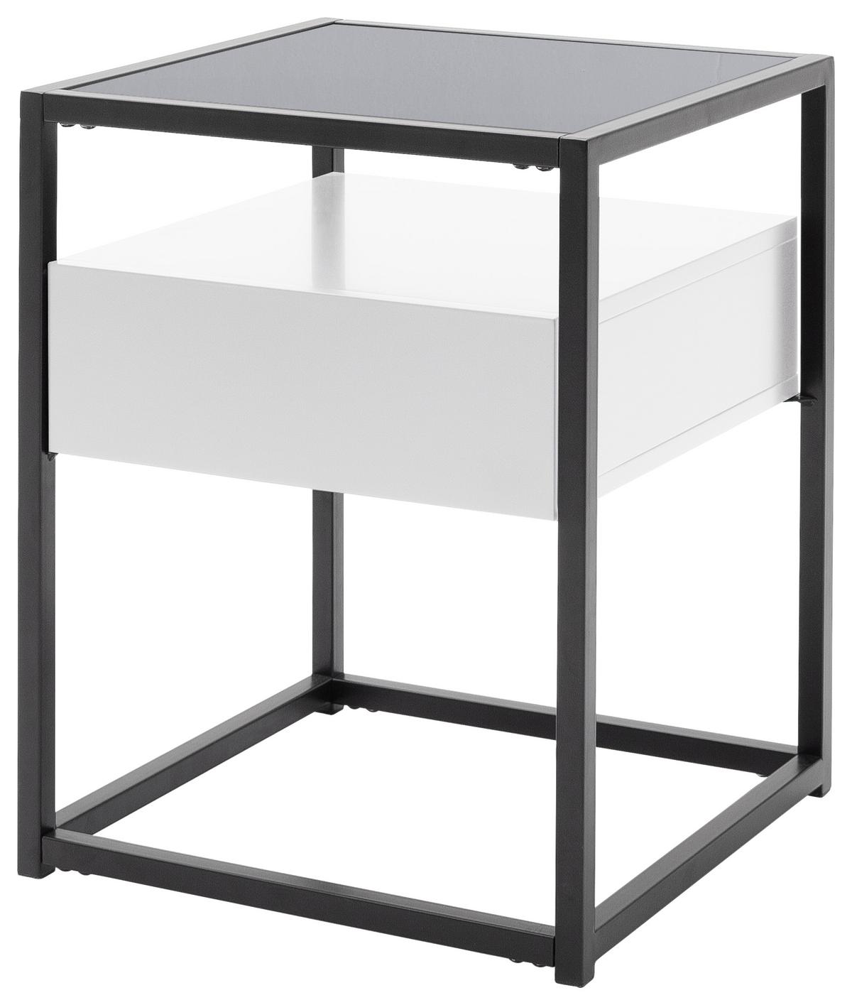 Beistelltisch in Schwarz/Weiss - Weiss/Schwarz, Modern, Glas/Holzwerkstoff (43/54/43cm) - Mömax