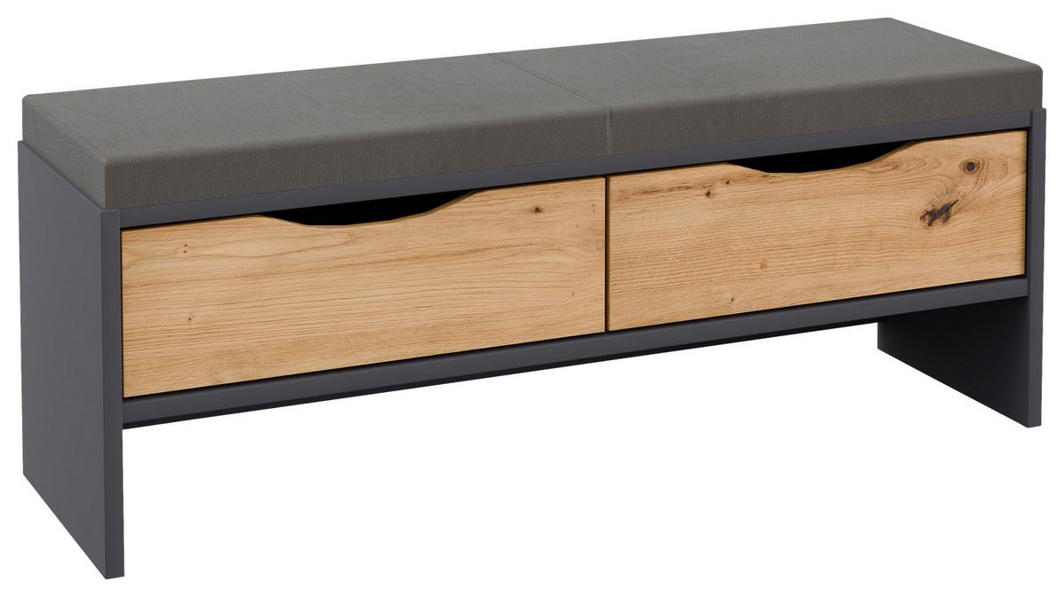 BANCĂ PENTRU DORMITOR KARPO - stejar Artisan/gri, Modern, material pe bază de lemn (125/47/37cm)