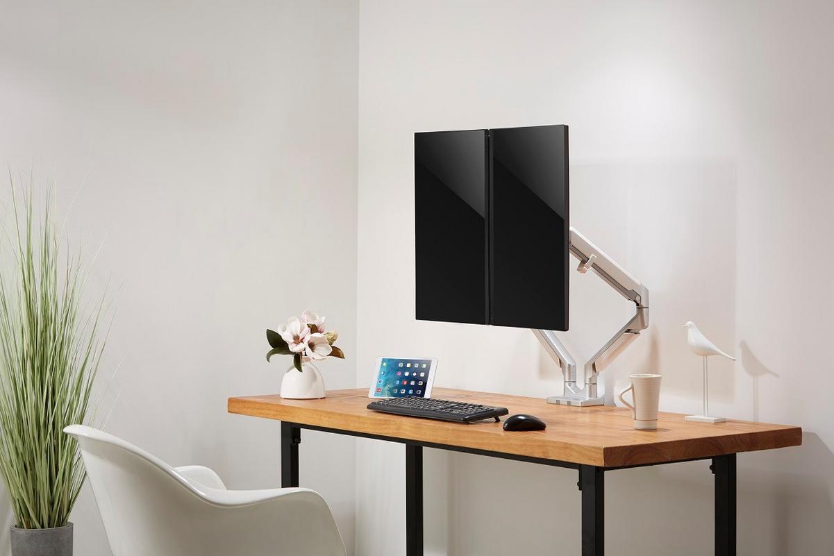 UCHWYT DO MONITORA CLEA 2 - biały/szary, Design, tworzywo sztuczne/metal (110/69,7/11,6cm) - Boxxx