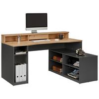 Eckschreibtisch in Anthrazit/Eichefarben - Eichefarben/Anthrazit, MODERN, Holzwerkstoff (160/92,4/120cm) - Mömax