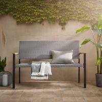 ŁAWKA OGRODOWA TENNO - kolor akacjowy/czarny, Modern, tworzywo sztuczne/metal (138/89/60cm) - Ambia Garden