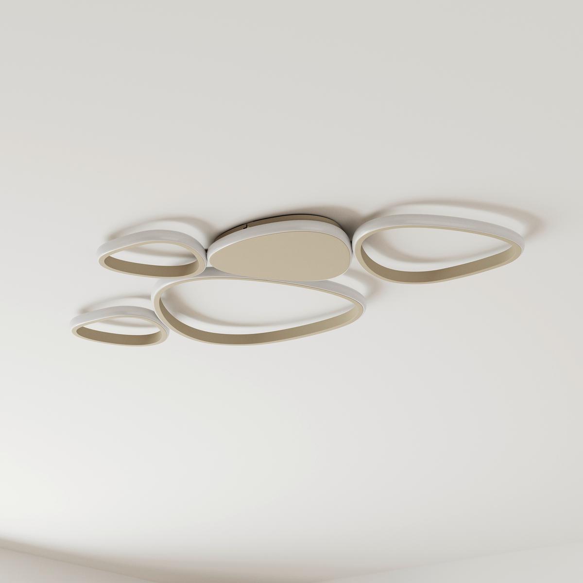 LAMPA SUFITOWA LED ACRUX *SBN* - kolor piaskowy, Design, tworzywo sztuczne/metal (90,5/52/4cm) - Novel