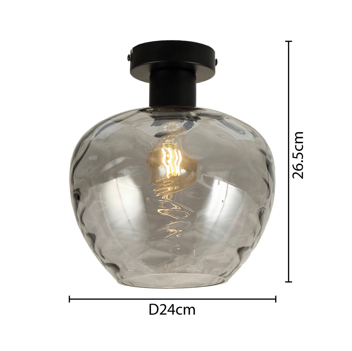 Deckenleuchte Ruz in Schwarz max. 25 Watt - Schwarz, MODERN, Glas/Metall (24/26.5cm) - Modern Living