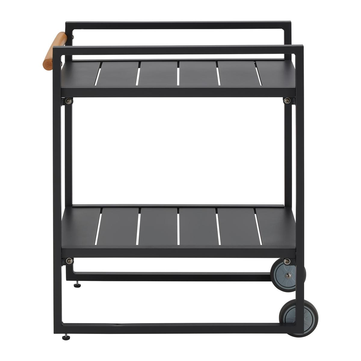 Servierwagen Riccardo Dunkelgrau Metall/Polywood - Dunkelgrau/Naturfarben, MODERN, Kunststoff/Metall (72/76/52cm) - Bessagi Garden