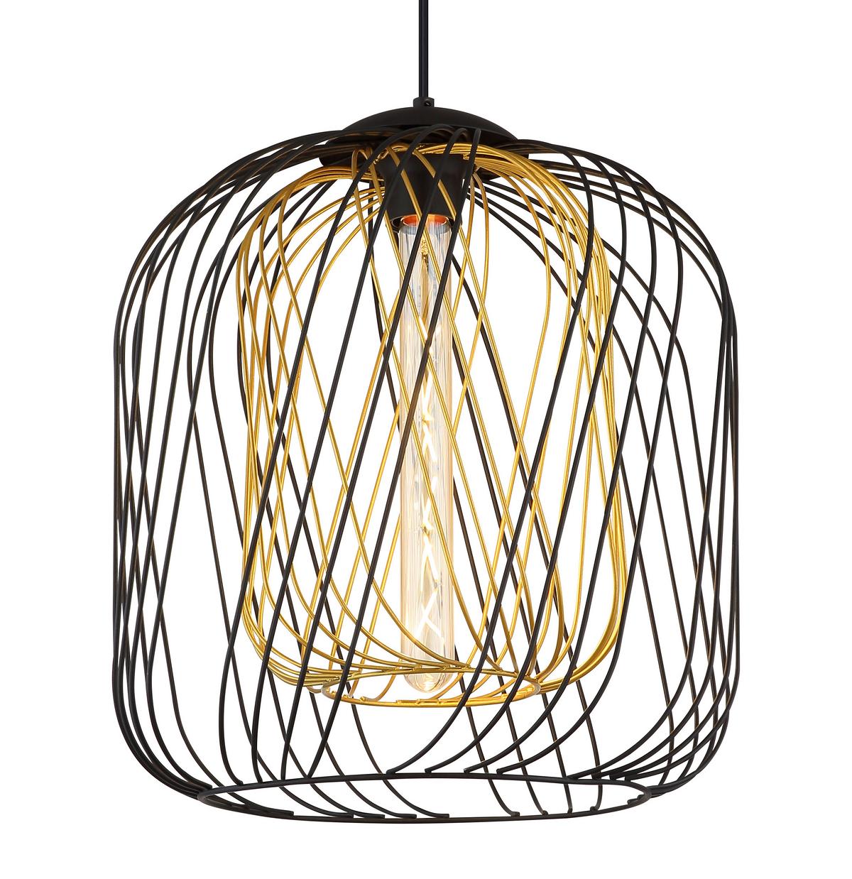 HÄNGELEUCHTE 15965H1S DICHTI - Goldfarben/Schwarz, Basics, Kunststoff/Metall (35/150cm) - Globo