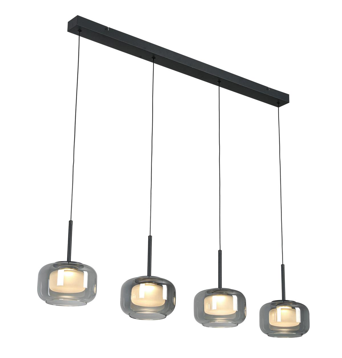 LED-Hängeleuchte Kalti Schwarz/Weiß max. 32 Watt - Transparent/Schwarz, MODERN, Glas/Kunststoff (110/18/120cm) - Mömax